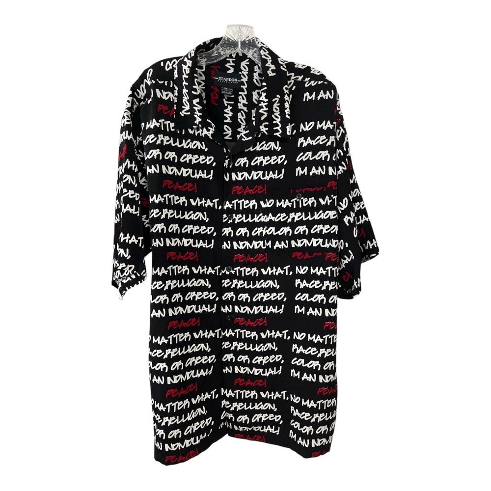 Graphic Print Shirt 2XL – Rare Russian Streetwear Misprint “Relligon” Peace Stat